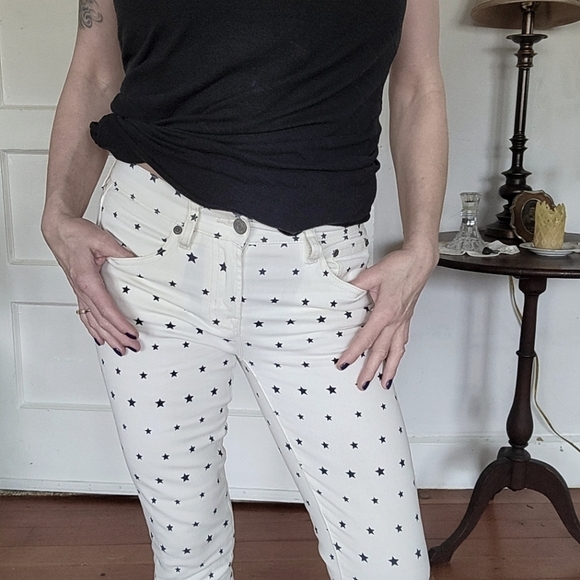 J Crew Star Print Toothpick Mid Rise Skinny Jeans - Picture 1 of 13